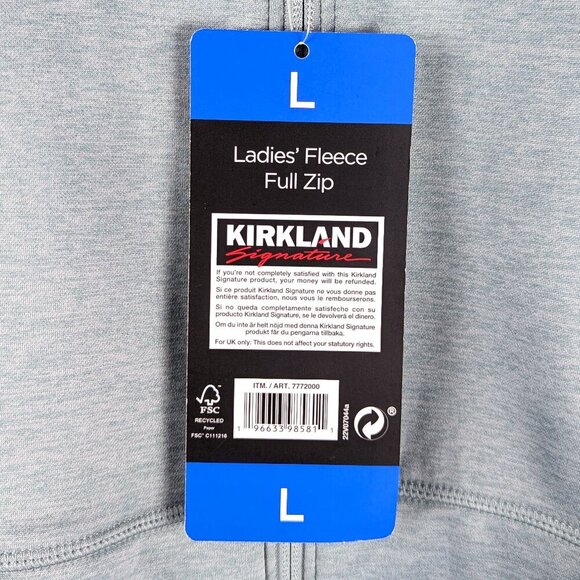 NWT Kirkland Teal Green Heather Full Zip Fleece Jacket L - Picture 4 of 7